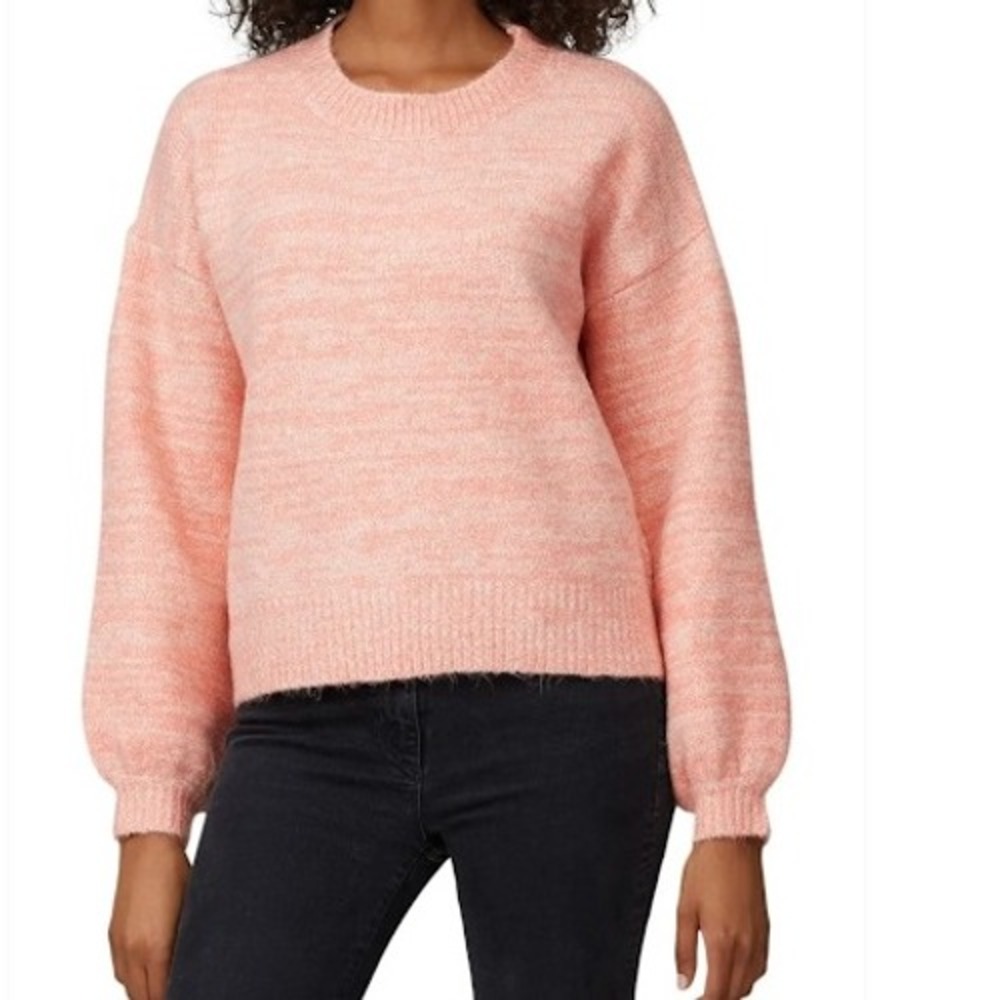 MINKPINK Women's Vera Knit Sweater Pink Crew‎ Neck Balloon Sleeve Pullover XS